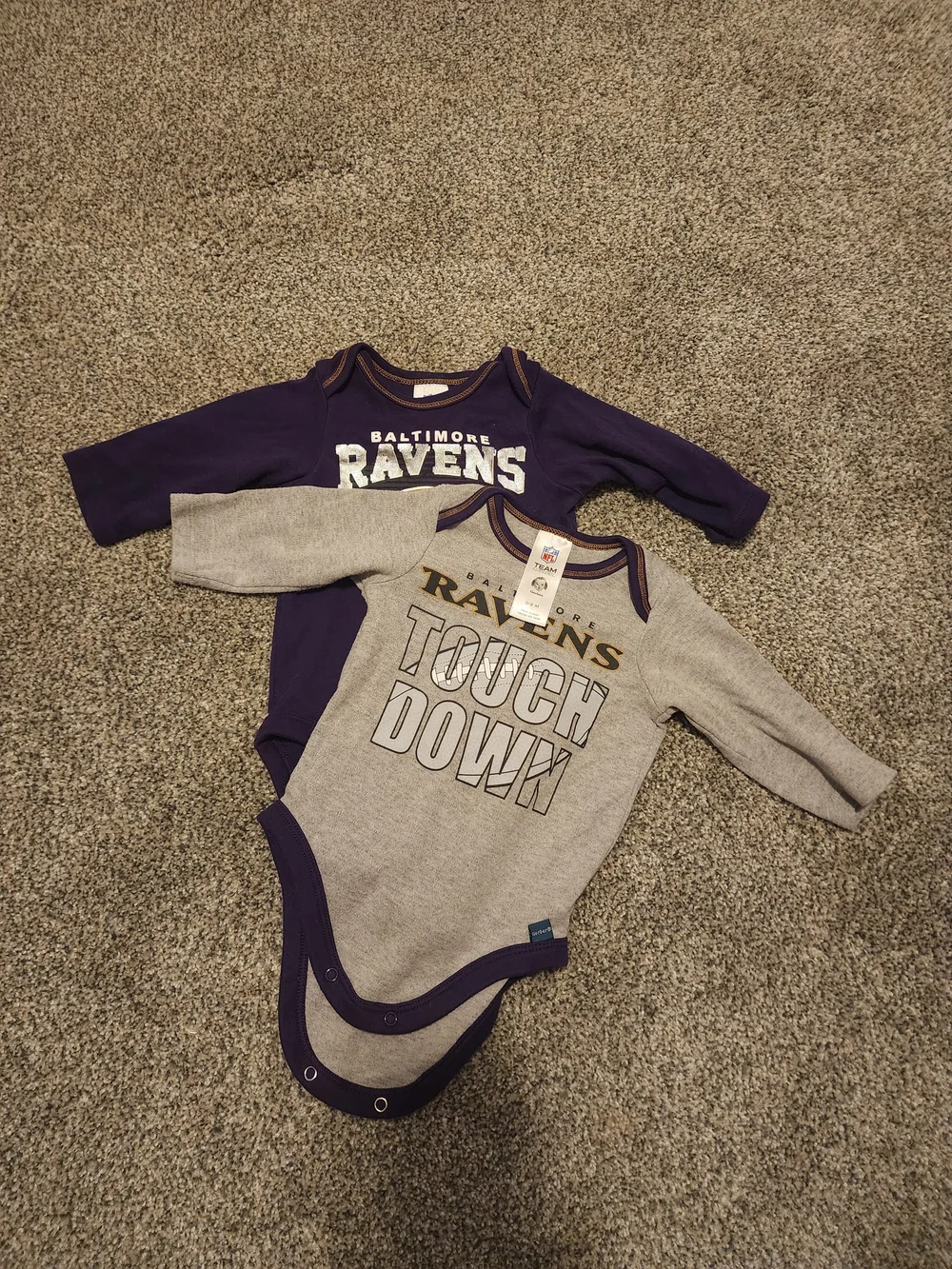 Gerber Baltimore Ravens Two-Pack Bodysuits - Purple & Gray